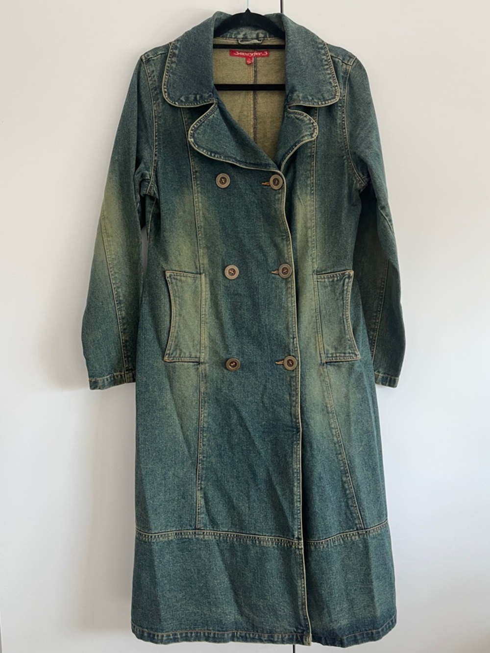 Jennyfer J Women’s Vintage Y2K Denim Trench Coat Jacket